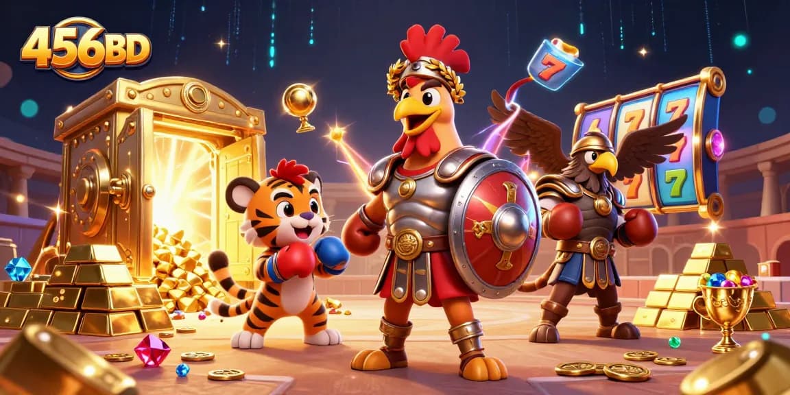 Transform your luck at 456BD with an exciting casino showdown featuring brave characters and fabulous treasures.