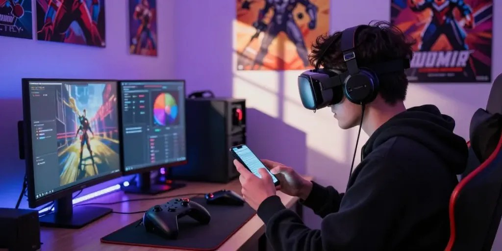 Engaging gaming setup at http://11bet-app.net/ featuring a player immersed in mobile gameplay.