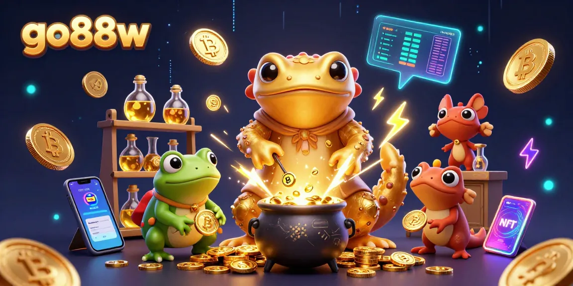 Engage with go88w's vibrant casino world showcasing a magical alchemist creating winning gold coins.