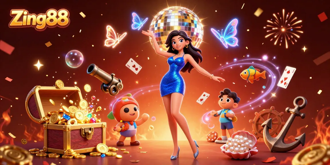 Zing88 captivates with vibrant casino scenes featuring dynamic characters and engaging game elements.