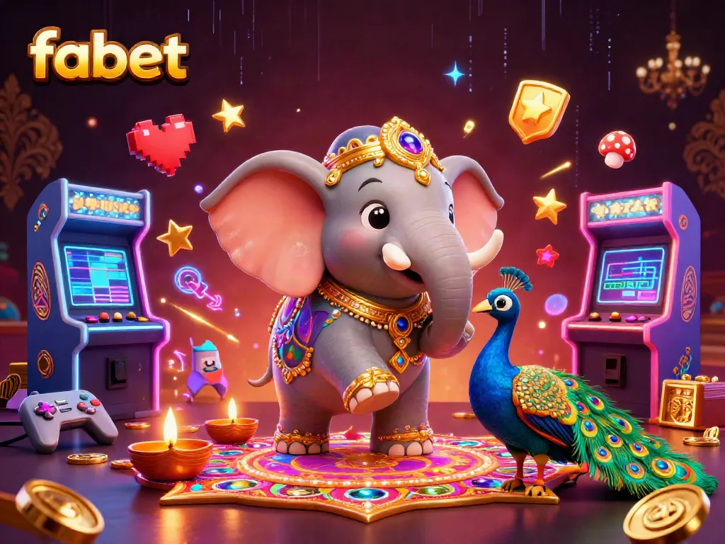 Experience the vibrant luck of fabet with colorful characters and dynamic gaming elements illuminating the casino scene.