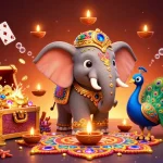 Sunwin players enjoying vibrant online games amidst gold coins and colorful gems.